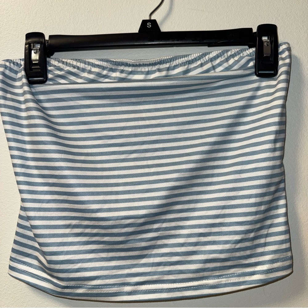 Striped Blue and White Women's Tube Top